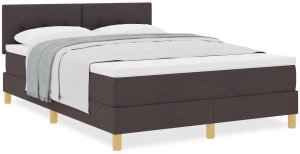 vidaXL Łóżko z materacem w ciemnym brązie 140x200 cm z tkaniny 4
