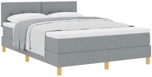 vidaXL Łóżko typu box spring z materacem Jasnoszary 140x200 cm Tkanina 2