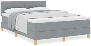 vidaXL Łóżko typu box spring z materacem Jasnoszary 140x200 cm Tkanina 4