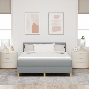 vidaXL Łóżko typu box spring z materacem Jasnoszary 140x200 cm Tkanina 5