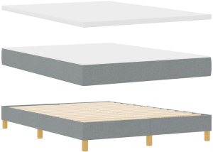 vidaXL Łóżko typu box spring z materacem Jasnoszary 140x200 cm Tkanina 6