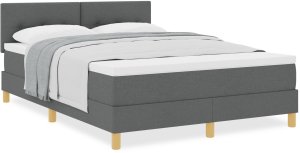 vidaXL Łóżko z materacem sprężynowym Ciemnoszare 160x200 cm Tkanina 4