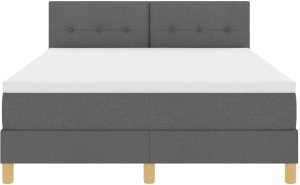 vidaXL Łóżko z materacem sprężynowym Ciemnoszare 160x200 cm Tkanina 8