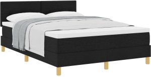 vidaXL Łóżko z sprężynami z materacem Czarne 160x200 cm Tkanina 2