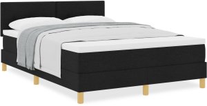 vidaXL Łóżko z sprężynami z materacem Czarne 160x200 cm Tkanina 4