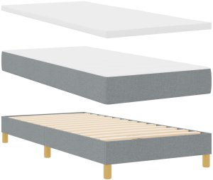 vidaXL Łóżko Box Spring z materacem i LED jasnoszary 90x200 cm tkanina 6