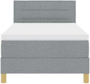 vidaXL Łóżko Box Spring z materacem i LED jasnoszary 90x200 cm tkanina 8