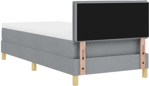 vidaXL Łóżko Box Spring z materacem i LED jasnoszary 90x200 cm tkanina 10