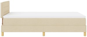 vidaXL Kremowe łóżko kontynentalne z materacem i LED 120x200 cm tkanina 9