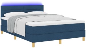 vidaXL Łóżko box spring z materacem i LED niebieskie 140x190 cm tkanina 2
