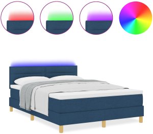 vidaXL Łóżko box spring z materacem i LED niebieskie 140x190 cm tkanina 4