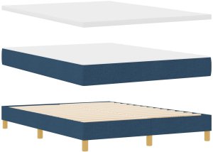 vidaXL Łóżko box spring z materacem i LED niebieskie 140x190 cm tkanina 6
