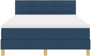 vidaXL Łóżko box spring z materacem i LED niebieskie 140x190 cm tkanina 8