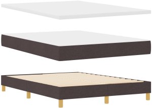 vidaXL Łóżko z box spring z materacem i LED Ciemnobrązowe 140x190 cm Tkanina 6
