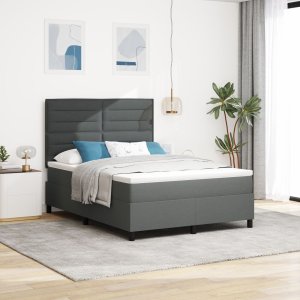 vidaXL Łóżko z materacem i LED ciemnoszare 140x200 cm z tkaniny 1