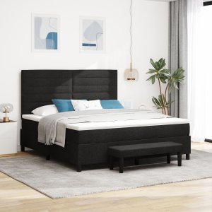 vidaXL Czarne łóżko box spring z materacem i poduszką 180x200 cm Tkanina 1