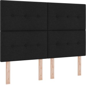 vidaXL Czarne łóżko z tapicerowanym stelażem z materacem i ławą 140x200 cm tkanina 6