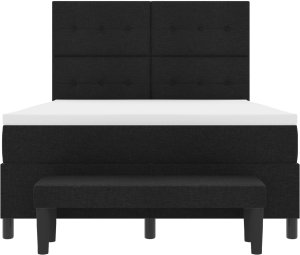 vidaXL Czarne łóżko z tapicerowanym stelażem z materacem i ławą 140x200 cm tkanina 9