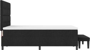 vidaXL Czarne łóżko z tapicerowanym stelażem z materacem i ławą 140x200 cm tkanina 10