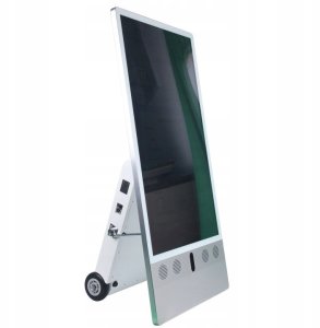 ALLNET Standdisplay 43 Zoll Outdoor Kundenstopper mit Akku oh. Touch mit Laufrollen 1500Nits Android Farbe schwarz 1
