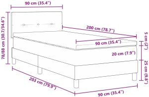Łóżko Box Spring z materacem Czarne 90x200 cm Tkanina 12