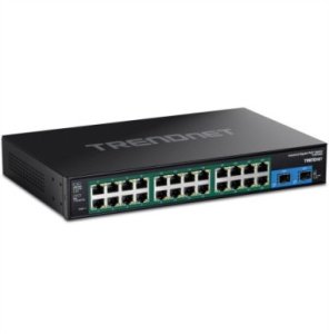 TRENDnet TI-RP262, 26-portowy, przemysłowy przełącznik Gigabit PoE+ do montażu w szafie rack 1