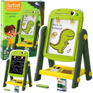 Tablica Dwustronna Magnetyczna Suchościeralna Dinozaur Zielona Akcesoria 1