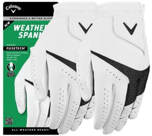 Rękawice golfowe CALLAWAY Weather Spann MLH, mod.23 (2-pak, sztuczna skóra, biała, rozm. M) 1
