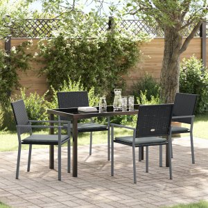 vidaXL Zestaw 3 Czarny PE Rattan 54x62.5x89 cm Wytrzymałe 1