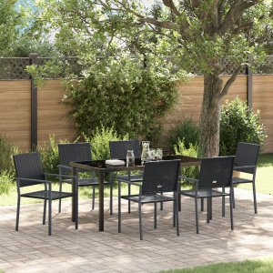 vidaXL Zestaw 4 Czarny Polirattan, stal malowana proszkowo 54x62,5x89 cm 1