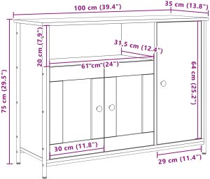 vidaXL Rustykalny kredens Stare drewno Drewno kompozytowe 100 x 35 x 75 cm 10