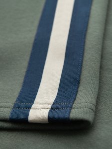 Męskie dresowe szorty z lampasami i ściągaczem w pasie  oliwkowe V2 OM-SRSK-0156 L 11