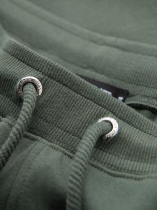 Męskie dresowe szorty z lampasami i ściągaczem w pasie  oliwkowe V2 OM-SRSK-0156 L 8