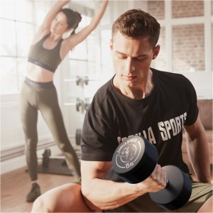 Hantla 15 kg stała profesjonalna gumowana żeliwo 3