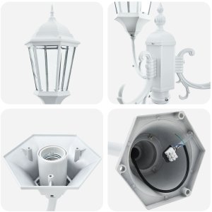 Słup świetlny 3-lampowy E27 Biały 220 cm Aluminium 5