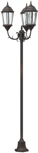 Słup ogrodowy 3-lampowy E27 brązowy 220 cm aluminium 4