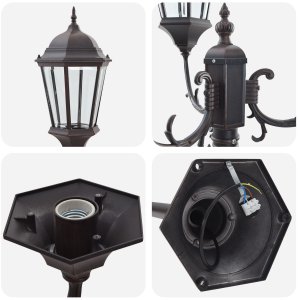 Słup ogrodowy 3-lampowy E27 brązowy 220 cm aluminium 5