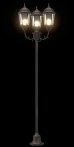 Słup ogrodowy 3-lampowy E27 brązowy 220 cm aluminium 6