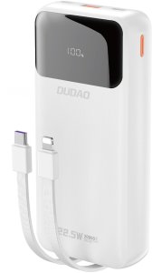 Powerbank 20000mAh z wbudowanymi kablami iPhone Lightning USB-C USB-A 22.5W PD - biały Powerbank 20000mAh z wbudowanymi kablami iPhone Lightning USB-C USB-A 22.5W PD - biały 1