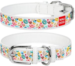 WAU DOG OBROŻA SKÓRA Z ADRESÓWKĄ QR       ``L`` 25mm/38-49cm BIAŁA W PĄCZKI 3