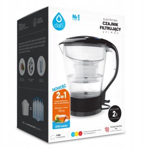 Elektryczny czajnik filtrujący Dafi 2w1 czarny z wkładem AGD+ Unimax 3