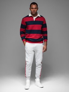 Męskie spodnie dresowe z lampasami i ściągaczami na nogawkach  szary melanż V1 OM-PASK-0258 L 3