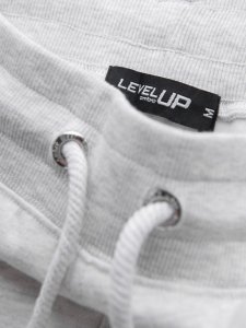 Męskie spodnie dresowe z lampasami i ściągaczami na nogawkach  szary melanż V1 OM-PASK-0258 L 8