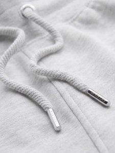 Męskie spodnie dresowe z lampasami i ściągaczami na nogawkach  szary melanż V1 OM-PASK-0258 L 9