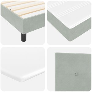 Łóżko kontynentalne z materacem jasnoszary pojedyncze aksamitne 12