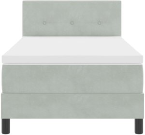 Łóżko kontynentalne z materacem jasnoszary pojedyncze aksamitne 8