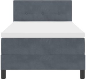 Łóżko kontynentalne z materacem ciemnoszarym pojedyncze aksamitne 8