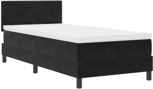 Box Spring Łóżko z materacem Czarne Pojedyncze Aksamitne 3