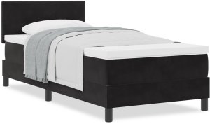 Box Spring Łóżko z materacem Czarne Pojedyncze Aksamitne 4