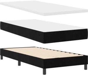 Box Spring Łóżko z materacem Czarne Pojedyncze Aksamitne 6